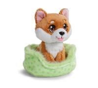 NICI Perro de Peluche Shiba Inu de 12 cm en cestita, marrón, Suave muñeco, Adorable Animal para abrazarlo y Jugar, Gran Idea de Regalo para niños y Personas Adultas - 61943
