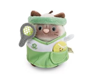 NICI Set Peluche Gato siamés Siamy, 8,5 x 6,5 x 10 cm, 8 cm, marrón - 62903 | Con pelota de tenis y disfraz de tenis en caja de regalo, diseño kawaii y estilo mymochi para niños y adultos ideal