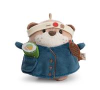 NICI Set Peluche Nutria Jiro 8 cm con Sushi y Disfraz de Cocinero en Caja de Regalo 8,5 x 6,5 x 10 cm, marrón, Diseño Kawaii, Accesorios mymochi de Moda para niños y Adultos - 62906