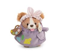 NICI Set Peluche Spaniel Brushy 8 cm con Pincel y Disfraz de Pintor en Caja de Regalo 8,5 x 6,5 x 10 cm, marrón, Diseño Kawaii, Accesorios mymochi de Moda para niños y Adultos - 62905