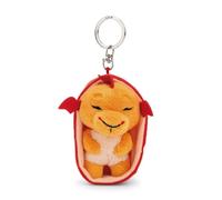 NICI Sleeping Pets 63172 - Llavero dragón, 8 cm, en su cestita, multicolor, fiel acompañante de peluche para mochila o bolso, llavero para pequeños y mayores