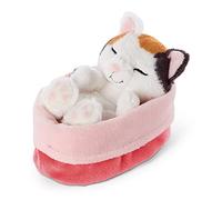 NICI Suave Juguete de Gato en Cesta roja-Rosa 16 cm - Peluches Sleeping Kitties para niñas, niños y bebés - Animales para Jugar, abrazar y Dormir