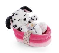 NICI- Mascotas, Suave Perro de Juguete en Cesta 12cm - Sleeping Pets Dálmata, Niños y Bebés Relleno Esponjoso para Abrazar, Jugar y Dormir - Acogedor Animal de Peluche, Color Blanco (47891)