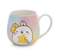 NICI Taza MOLANG con estrella fugaz, 400 ml, 8 x 9 cm, con banda, multicolor, para té y café, de porcelana, con asa, taza bebidas frías y calientes, 62224