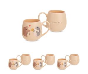 NICI-Taza mymochi Friends for Life de 400 ml, 8 x 9 cm, Beis, con asa, de Porcelana, Bebidas frías y Calientes, café, té, Leche, Cacao, 61827, Color Beige (Paquete de 4)