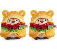 NICI Tigre de Peluche Tiggy 8cm con un Tarro de pepinillos y un Disfraz de Hamburguesa en Caja de Regalo 8,5x6,5x10cm - Beige - Peluche Suave, Lindo para abrazar y Jugar, para niños y Adultos - 61656