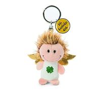 NICI trébol de 7 cm Ich schutzch - Amuleto de la Suerte Llavero, Colgante de ángel de la Guarda, sólido, Color Blanco y Dorado, (47525)