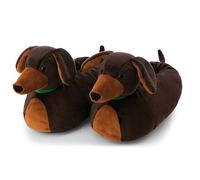 NICI- Zapatillas de Estar por casa Perro Salchicha, 40-43 (L), marrón, cálidas, de Pelo, para niños y Personas Adultas, con diseño de Animal y Suela Antideslizante, 62361, Color