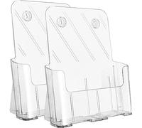 Niciksty 2 Porta Folletos de Acrílico Transparente A4 para Pared o Mesa - Soporte para Folletos, Menú, Revistas, Panfletos y Volantes