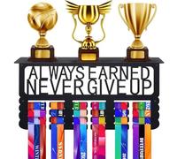 Niciksty Colgador Medallas Estante Trofeos Soporte Medallas Metal Soporte para Montaje En Pared Deportivo Soporte para Más 60 Medallas