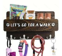 Niciksty Soporte Para Correa de Perro de Madera Para Pared, Porta Llaves de Pared, Colgador de Pared para Almacenamiento de Accesorios para Mascotas, Marrón
