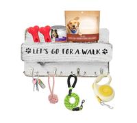 Niciksty Soporte Para Correa de Perro de Madera Para Pared, Porta Llaves de Pared, Colgador de Pared para Almacenamiento de Accesorios para Mascotas, Blanco