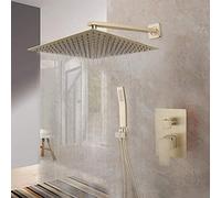 Nickel Golden 12 Inch Shower Faucet Set Shower Head Wall Mounted Rainfall Shower Set with/Hand Shower Mixer Faucet Set