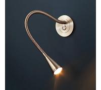 Nickel Wall Mount Reading Light LED Bedside Wall Light Flexible Gooseneck Wall Sconce with Push Switch, Bedroom Headboard Reading Lamp 3000K Bed Side Decor Wall Spotlight 3