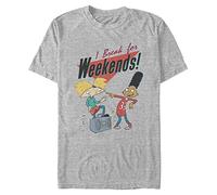 Nickelodeon Big & Tall Hey Arnold I Break for Weekends Men's Tops Short Sleeve Tee Shirt, Athletic Heather, 4X-Large