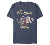 Nickelodeon Big & Tall Ren & Stimpy Ren and Stimpy Show Men's Tops Short Sleeve Tee Shirt, Navy Blue Heather, Large