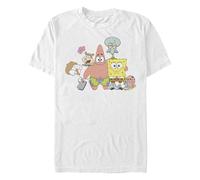 Nickelodeon Big & Tall Spongebob Squarepants Group Squared Men's Tops Short Sleeve Tee Shirt, White, 3X-Large