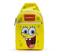 Nickelodeon Bolsa, eslinga, pantalones cuadrados de Bob Esponja y estrella de Patricio, delimitador, cuero vegano, Amarillo, 11.0" x 6.5"