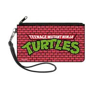 Nickelodeon - Cartera con cremallera alrededor, logotipo de las Tortugas Ninja Mutantes Adolescentes, Título de ladrillo, lienzo, Rojo -, Large