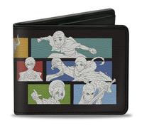 Nickelodeon - Cartera plegable, bloques de postura de personaje avatar y logotipo de título negro, multicolor, cuero vegano, 4 x 3.5 pulgadas, casual