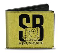 Nickelodeon - Cartera plegable, Bob Esponja SB Winking Pose amarillo negro, cuero vegano, amarillo, 10 x 8.9 cm, casual
