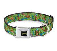 Nickelodeon - Collar para mascotas, collar de perro, hebilla de cinturón de seguridad de metal, caras de tortugas ninja mutantes adolescentes, color verde, multicolor, 11 a 16.5 pulgadas, 1.0 pulgadas