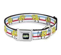Nickelodeon - Collar para Mascotas, Collar de Perro, Hebilla de cinturón de Seguridad de Metal, diseño de Bob Esponja, Raya Blanca, Azul y roja, 13 a 17 Pulgadas, 1.5 Pulgadas de Ancho