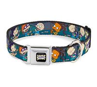 Nickelodeon Collar para Mascotas, Collar de Perro, Hebilla de cinturón de Seguridad de Metal, Escena de Galletas Rugrats, 13 a 17 Pulgadas, 1.5 Pulgadas de Ancho