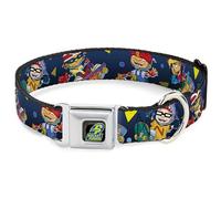 Nickelodeon - Collar para Mascotas, Collar de Perro, Hebilla de cinturón de Seguridad de Metal, Formas de Personaje Rocket Power, Color Gris frío, Multicolor, 9.5 a 13 Pulgadas, 1.0 Pulgadas de Ancho