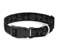 Nickelodeon - Collar para Mascotas, Collar de Perro, Hebilla de plástico, diseño de Avatar el último Maestro Aire, Iconos de Elementos doblados, Color Negro y Gris, 16 a 23 Pulgadas, 1.5 Pulgadas de