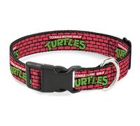 Nickelodeon Collar para Mascotas, Collar de Perro, Hebilla de plástico, diseño de Tortugas Ninja Mutantes Adolescentes, Logotipo Rojo, 9.5 a 14.5 Pulgadas, 0.5 Pulgadas de Ancho