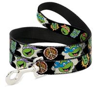 Nickelodeon - Correa para Mascotas, Correa para Perro, Caras e Iconos de Tortugas Ninja Mutantes Adolescentes, Multicolor, 4 pies de Largo y 1.5 Pulgadas de Ancho