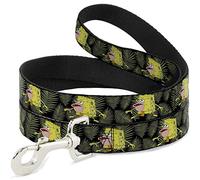 Nickelodeon - Correa para Mascotas, Correa para Perro, Hojas de Postura de Esponja primitiva, Color Negro y Verde, 6 pies de Largo y 1.5 Pulgadas de Ancho