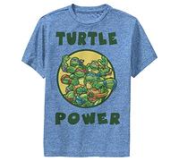 Nickelodeon Little, Big Teenage Mutant Ninja TMNT Turtle Power Boys Short Sleeve Tee Shirt, Royal Blue Heather, Small