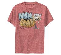 Nickelodeon Loud House The Man with The Plan Boys Short Sleeve Tee Shirt, Red Heather, X-Large