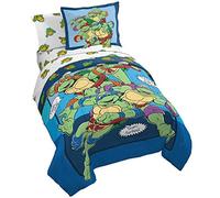 Nickelodeon Teenage Mutant Ninja Turtles Ready To Roll 5 Piece Twin Bed Set - Includes Reversible Comforter & Sheet Set Bedding - Super Soft Fade Resistant Microfiber (Official Nickelodeon Product)