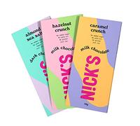 NICKS Mezcla de Bloques de chocolate sin azúcares añadidos, sin gluten, low carb, sin aceite de palma, keto (3x75g)