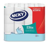 Nicky Elite - 48 rollos de papel higiénico, 150 hojas suaves de 3 capas, suave y resistente al contacto con la piel, dermatológicamente probado, 100% certificado FSC®