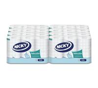 Nicky Selección Papel Higiénico -Paquete de 96 Rollos, 150 Hojas de 3 Capas, con Aroma a Talco, Papel Extrasuave Dermatológicamente Testado, Embalaje Reciclable, Celulosa 100% Pura, Certificación FSC