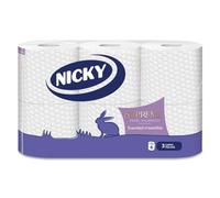 Nicky Supreme Papel Higiénico - Paquete de 6 Rollos, 160 Hojas de 3 Capas, Papel Cómodo y de Suavidad Irresistible, Embalaje Reciclable, Celulosa 100% Pura, con Certificación FSC