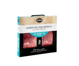 NICO Jamones - maletin PACK LONCHEADO DE JAMON DE CEBO IBERICO compuesto por 9 sobres de 80 gr. se carácteriza por su jugosidad y suave textura consecuencia de su grasa veteada infiltrada