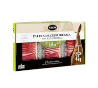 NICO JAMONES - PACK LONCHEADO PALETA DE CEBO IBERICA 50% raza ibérica. 18 sobres de 80 gr. Jamón de sabor gourmet. Especialidad de nuestro Maestro Jamonero.