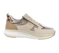 Nicoboco.Zapatillas Deportivas Casual para Mujer, Beige con Detalles Leopardo, Cierre de Cremallera y Cordones. (Beige, Sistema tallas calzado EU, Adulto, Mujer, Números, mediano, 36)