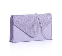 NiCoLa Bolso de mano para mujer, color lila, bolso de mano de noche, bolsa de hombro para mujer, bolsas de mano de satén con correa de cadena desmontable para boda, fiesta de graduación, Lila, Medium