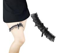 NICOLA Liguero de novia, Liguero de novia negro, Liguero de novia de encaje azul, Símbolo de amor y fidelidad, Se adapta a la circunferencia del muslo de aprox. 35 cm a 60 cm