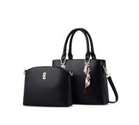 Nicole & Doris 2025 PU Bolso de Cuero + Bolso de Hombro 2pcs Set Tote práctico Bolso con Adorno para niñas (Negro)