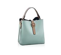 NICOLE & DORIS Bandolera Cubo Moda Señora Tote PU Cuero Con Dos Correas de Hombro Verde