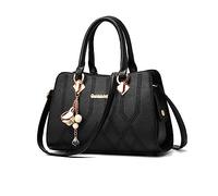NICOLE & DORIS Bolsa de asa Superior Mujer,Bolsos de Hombro Elegante,Bolso de Mano Grande PU Cuero,para Trabajo Diario Vida Negro