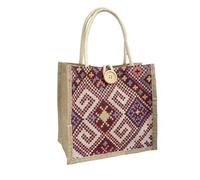 NICOLE & DORIS Bolsa de Lona Pequeña Bolsa de Yute Mujer Bolso Tote Ligera Mujer Bolso de Mano de Moda para Supermercado Viajes Trabajo Rojo A