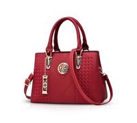 NICOLE & DORIS Bolsa de Mano para Mujeres Bolsos de Hombro Bolsos Bandolera Tote clásicos Vino Rojo